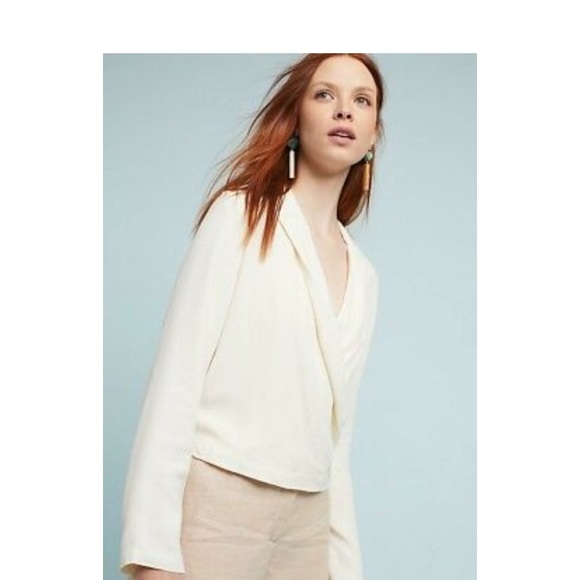 Ett Twa Ivory Button Wrapped Blazer size 4 - Picture 2 of 5